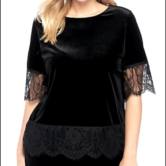 The Limited Tops - PLUS Limited Collection Velvet & Lace Top